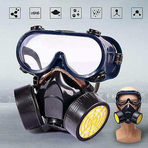 Safety Respirator Gas Face Mask Chemical Dustproof Filter Emergency Eye Goggle