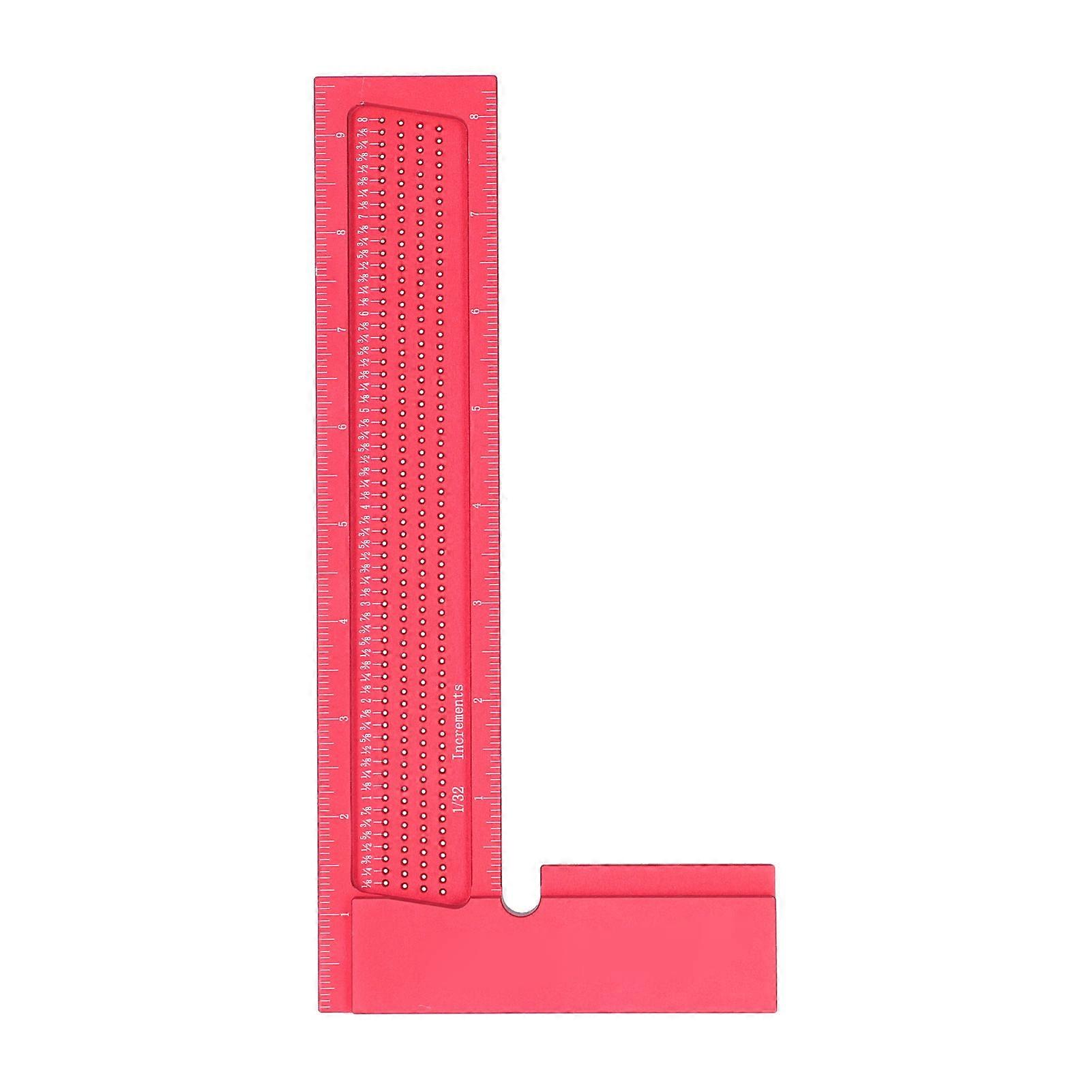 Telituny Woodworking Scriber Measure Ruler, Aluminum Alloy Carpenter Auxiliary, 8in Inch 9S8GQ