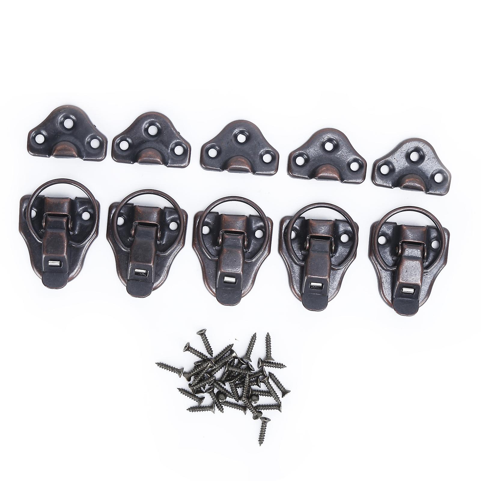 5 Sets Latch Hasp Antique Alloy Toolbox Hardware Lock for Small Object Boxes Dollhouses ToolboxesRed Bronze
