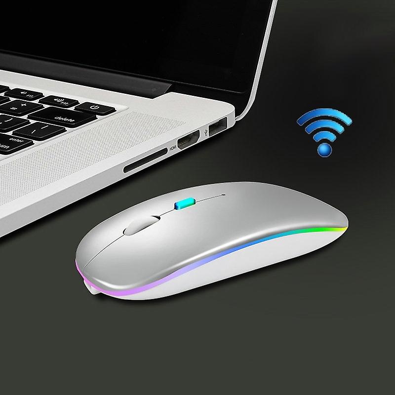 Glow Wireless Mouse, Colour: 2.4G + Bluetooth (Silver) 2.4G + Bluetooth (Silver)