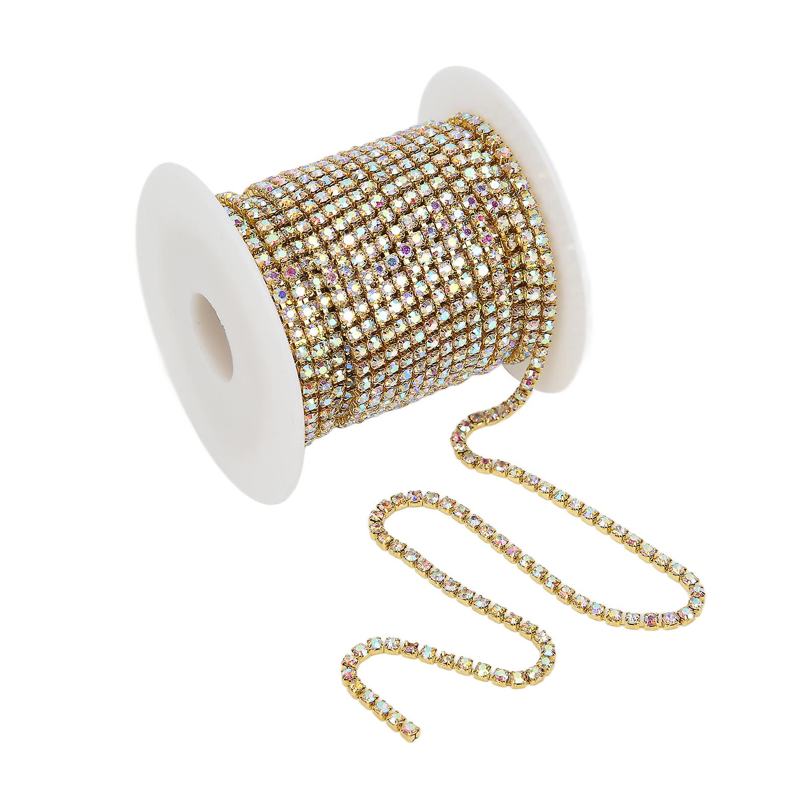 Rhinestone Trim, Glitter, Gold Back, AB Color