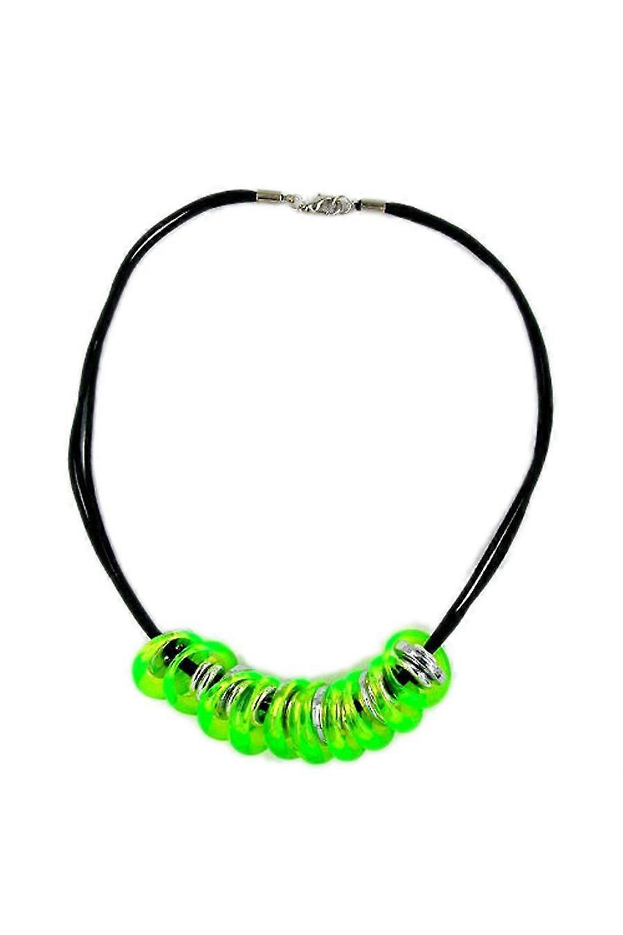 Necklace 10 Rings Neon Green/ Chrome - Gl01549
