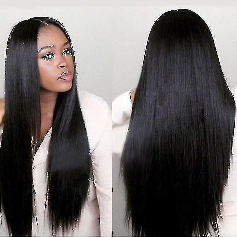 Women's black long straight wig