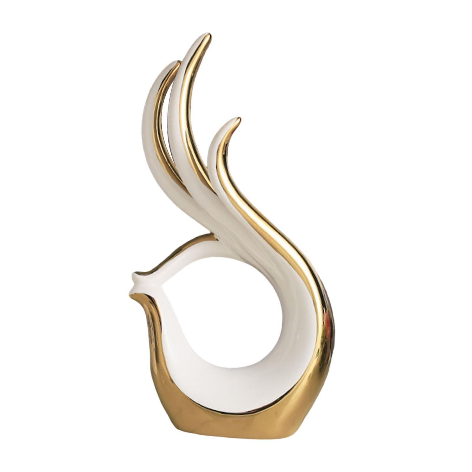 Modern Abstract Art Ceramic Statue Novelty for Party Centerpiece Living Room White gold