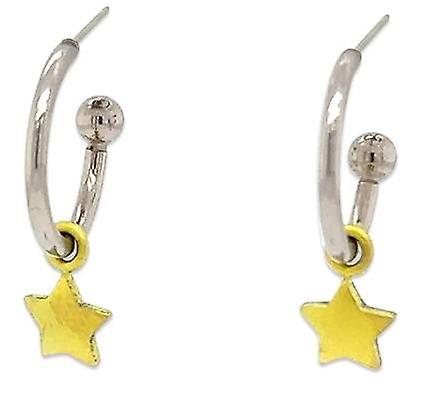Ti2 Titanium Star Charm Hoop Earrings - Yellow