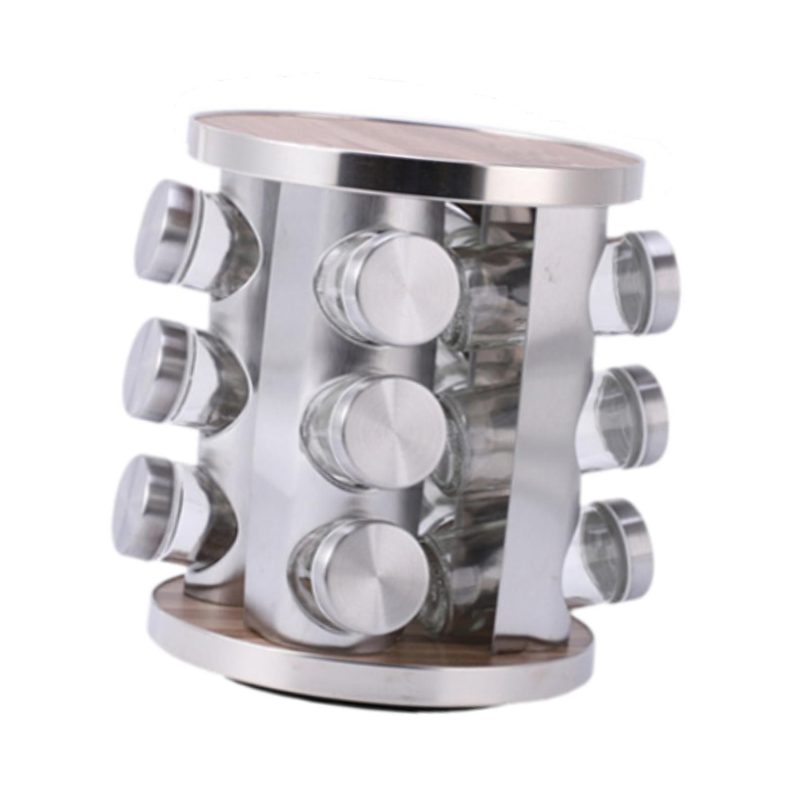 12 Jar Spice Rack with Jars Canisters Spice Jars for Cabinet Kitchen Counter A