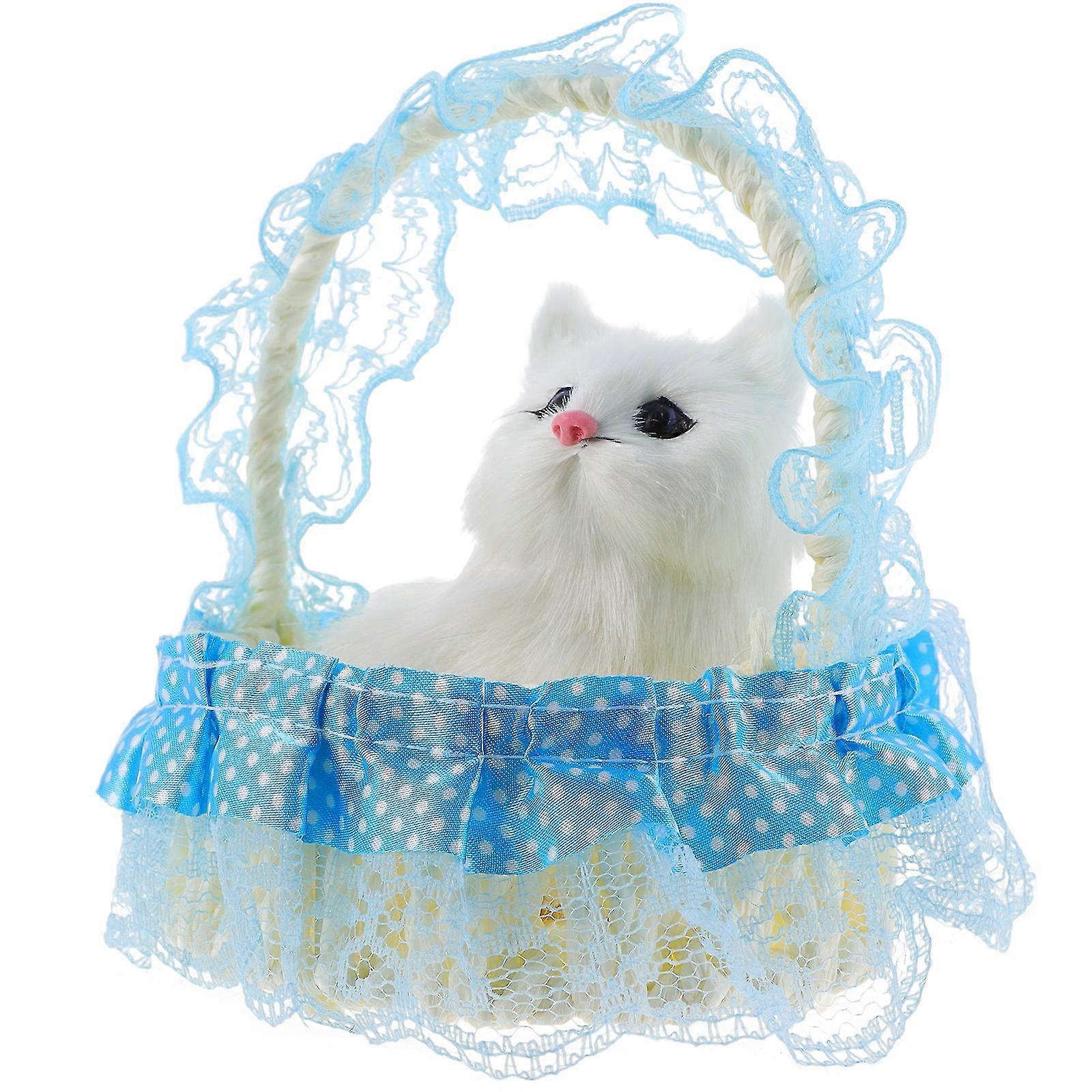 1 st vävd korg simulering kattprydnad dekorativ ornament barnpresent Z