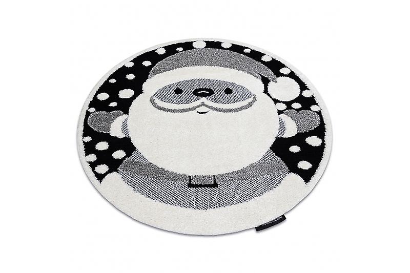 Modern children's carpet JOY circle Santa claus, for children - structural two levels of fleece black / cream