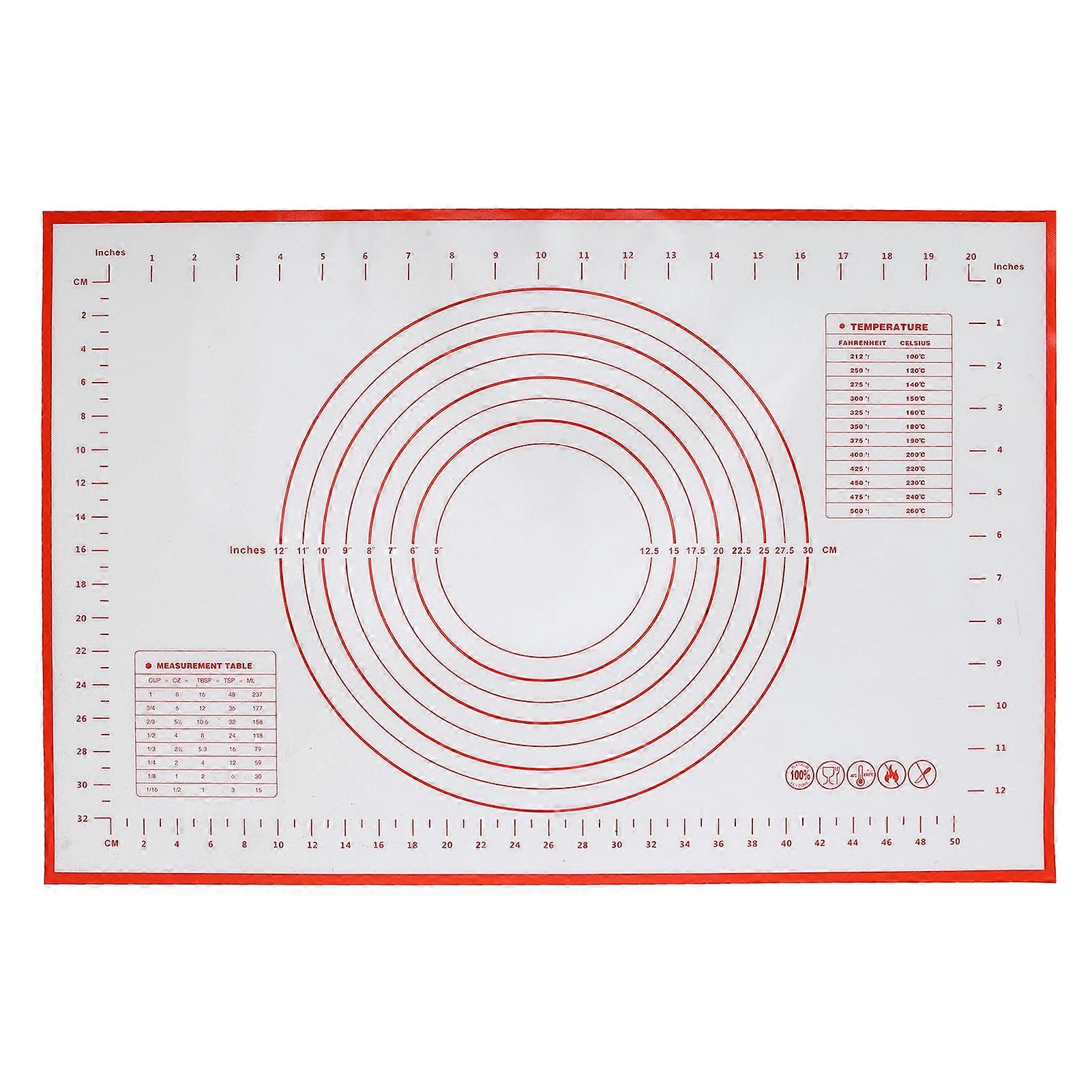 Silicone Baking Mat Reusable Counter Roll Mat Dough Rolling Pastry Mat with Measurement for Pie Crust Pizza CookiesRed