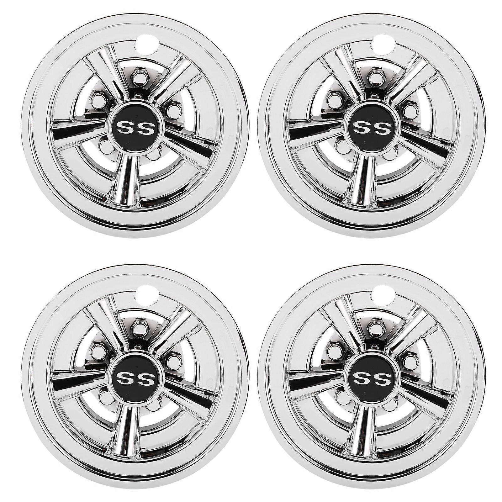 Club Car Wheel Hub Caps 5 Spoke for SS Style Silver Plated Replacement for EZGO 8in E2U311