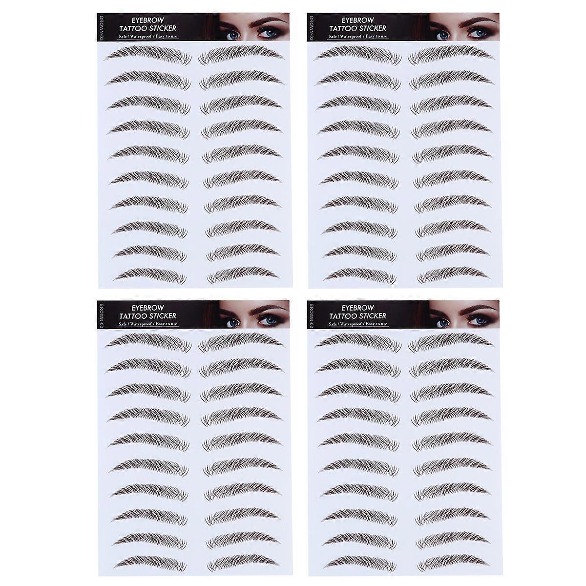 4pcs 6D Cheveux-Comme Sourcils Toilettage Autocollant Faux Sourcils Autocollant pour Fille