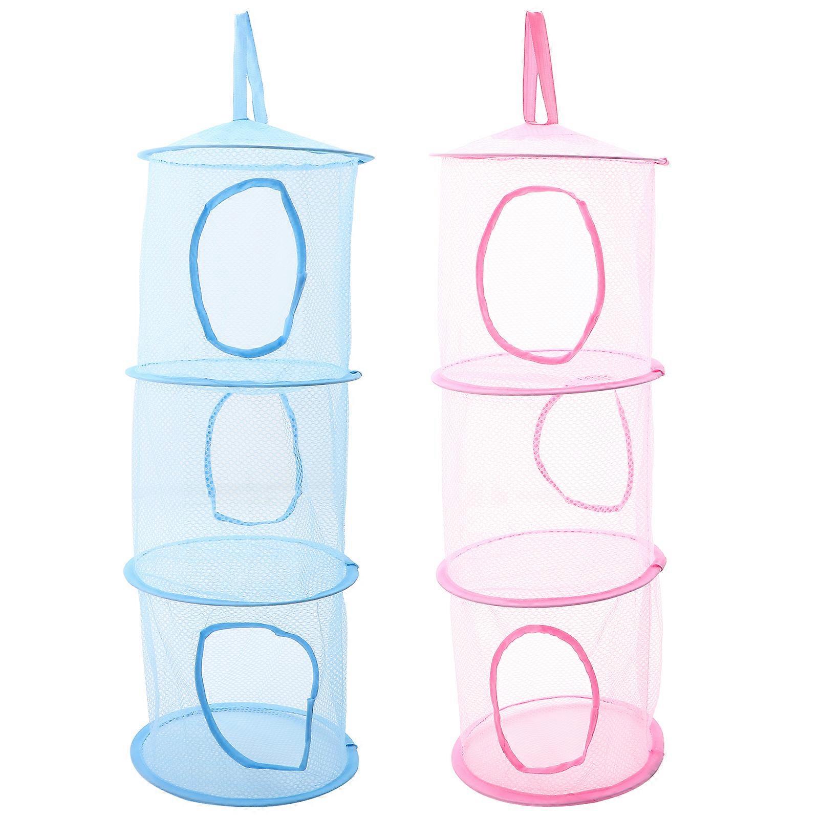 2pcs Stuffed Animal Nets Hammocks Multi-layer Hanging Foldable Drying Net Mesh Sock Drying Net