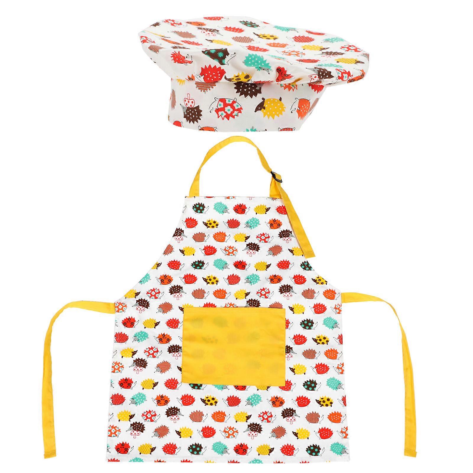 1 set barnförkläde och kockmössa i bomull, barnförkläde, barnbakningsförkläde