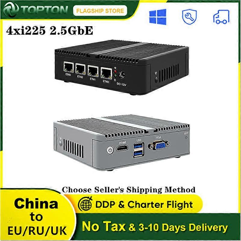 4 Intel I226-V 2.5Gbe Nics J4125 Fläktlös 2.5G Router Nano Mini PC Pfsense Brandvägg Router PC Opnsense Vmware Esxi Proxmox