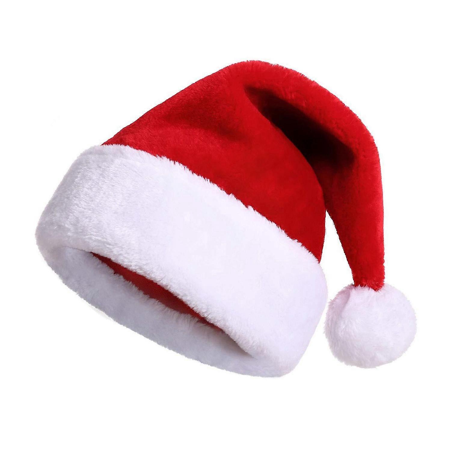 Christmas Santa Claus Hat Soft Fuzzy Plush Pompom Reusable Adults Kids Whole Family Festive Red