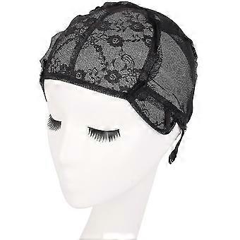 3er Pack Doppelspitze Rosennetz Perücke Making Cap Große Perückenkappe für Frau Durable Schwarz