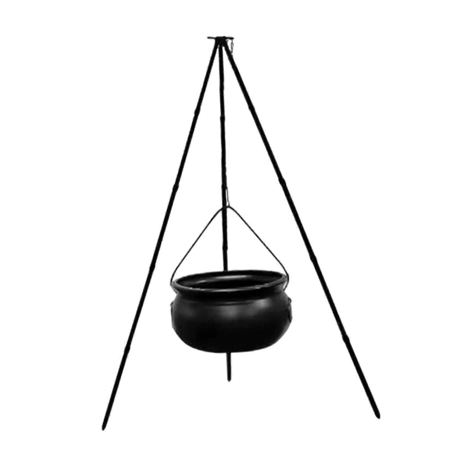 Halloween Witch Cauldron on Tripod with String Lights Versatile Candy Bucket