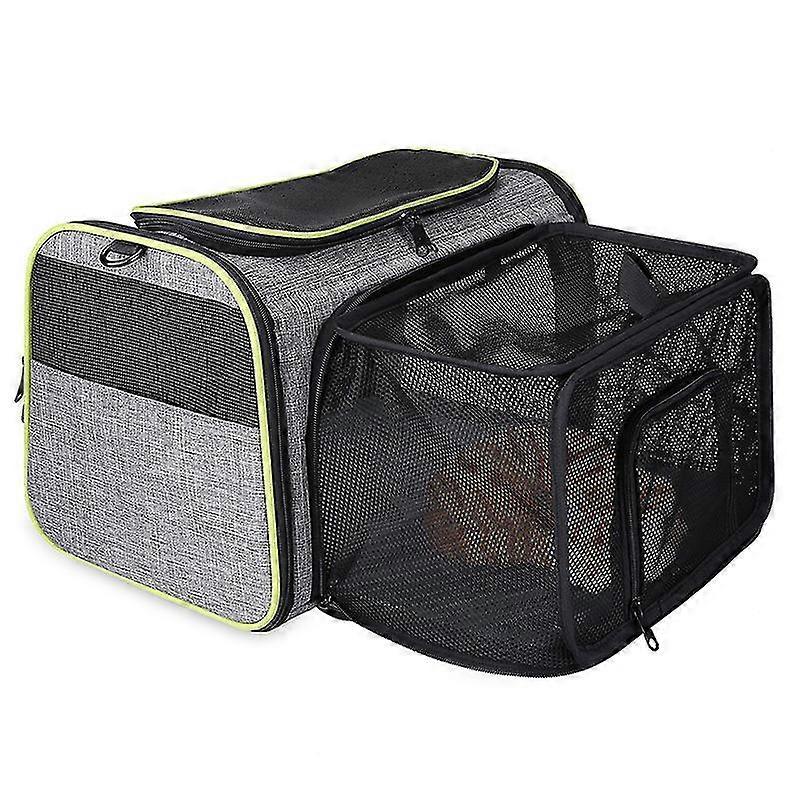 Expandable Cat Dog Carrier Bag and Other Pets, Breathable Mesh, Spacious, Foldable, with Removable Plush Mattress for Airplane/Train/Car Travel (43 *