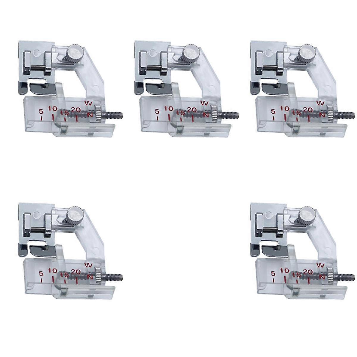 5pcs Adjustable Bias Tape Binding Foot,Range is From 5mm to 20mm, for All Low Shank Snap on Sewing Machine Industrial