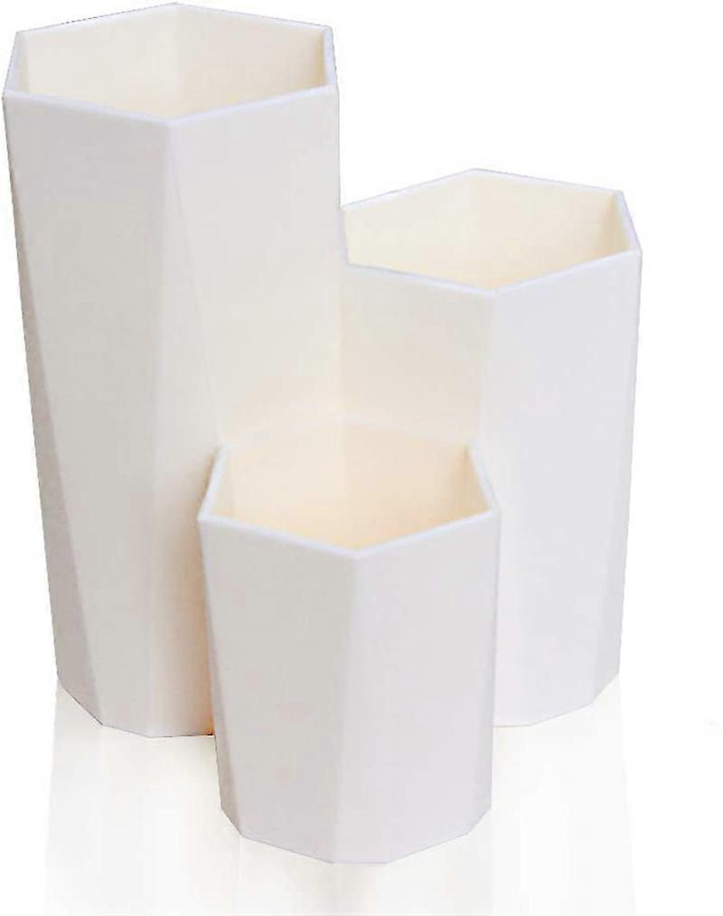 Makeup brush and brush storage container Hexagonal storage pen holder (white)