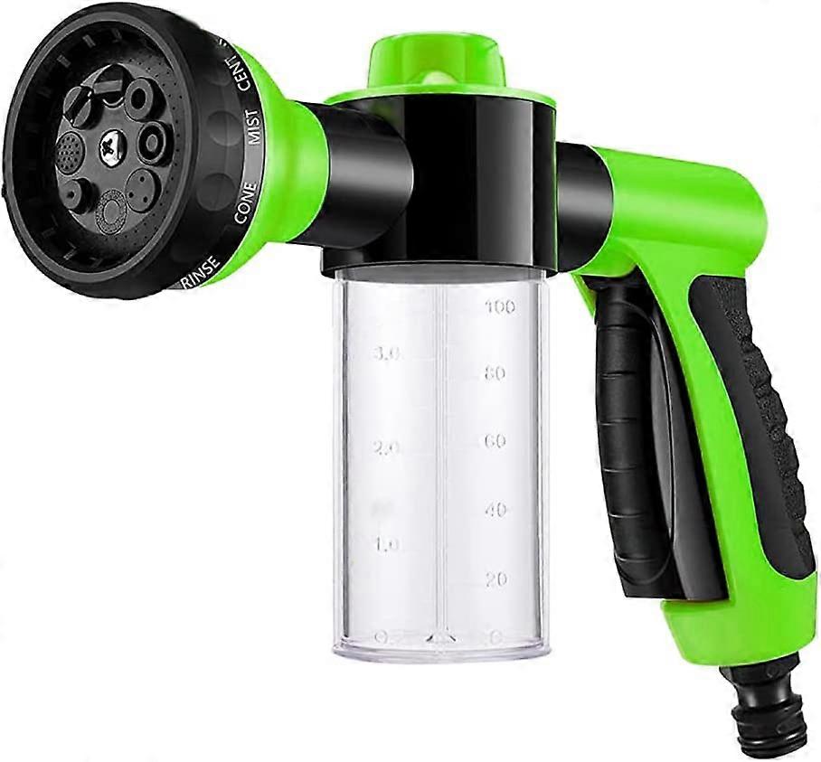 Skumsprøjtepistol, trykdyse til bilvask - 8 vandingsmønstre og sæbedispenser (gul)