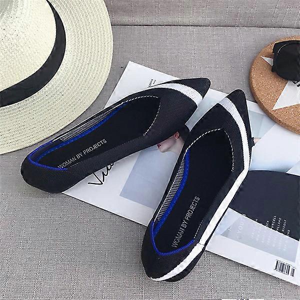 Pointed Toe flats Ladies flat Shoes Comfortable Ballet Knit De Mujer Loafers Autumn Gestante Boat Shoes Soft Bottom Women's Shoe