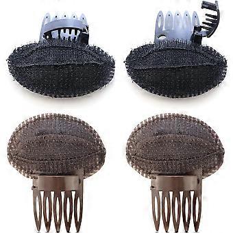 4 Pcs Puff Hair Head Cushion Women Bump it up Volume Hair Base Styling Clip Comb Insert Tool Invisible Fluffy Hair Pad Sponge Clip with Comb Women Flu