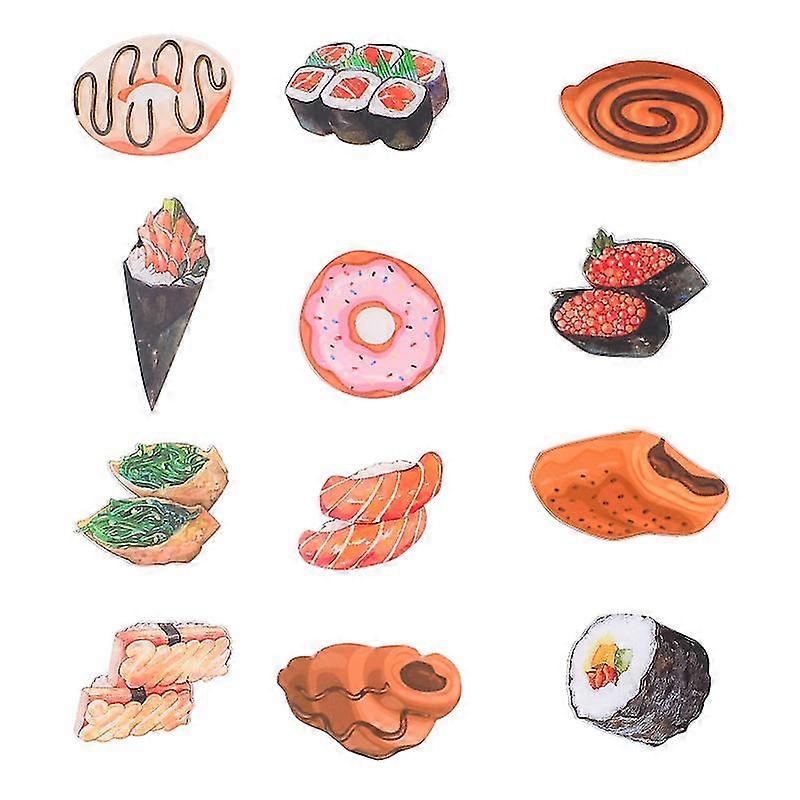 12pcs Decorative Acrylic Refrigerator Magnets Sushi Pattern Fridge Stickers