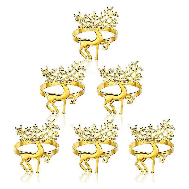 6 Pcs Cercles de serviette de cerf, Rond de serviette pour Noël, Fêtes de fin d’année, Dîners, Déco de table à manger