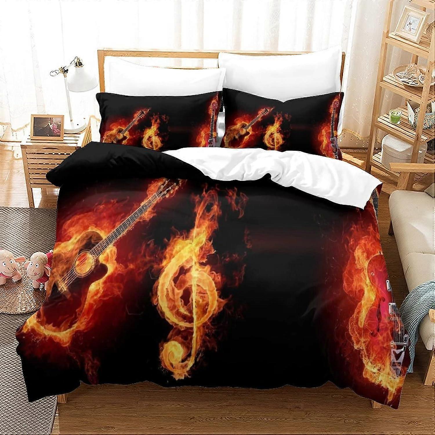 Mjukt påslakan för mikrofibergitarr, sängkläder med dragkedja för tonåringar och vuxna, sängkläder Kingx 135*200 CM