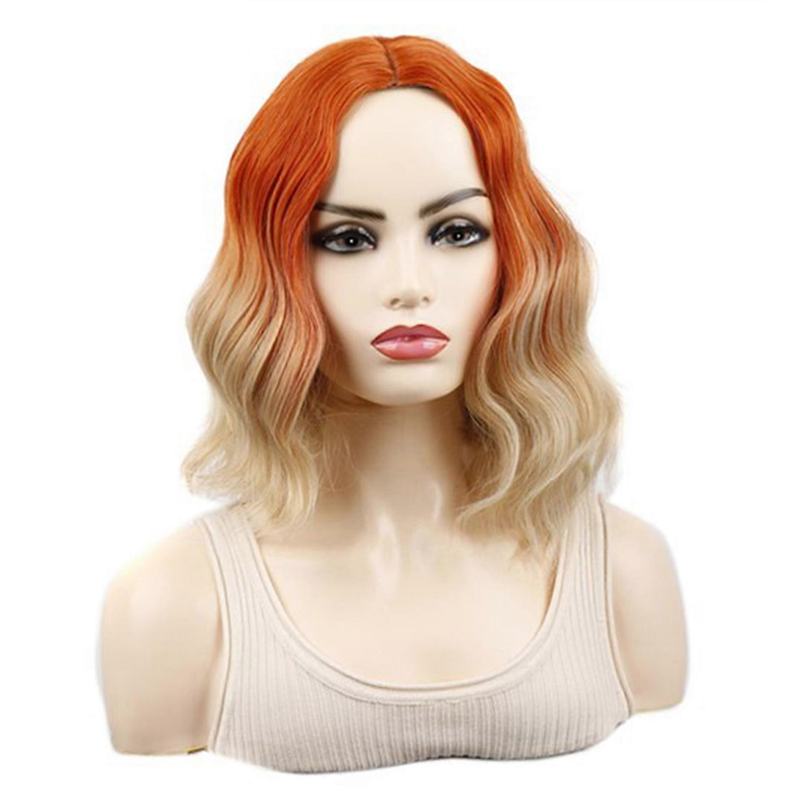 Ladies Pink Short Curly Wig Realistic Colorful Light Simulated Scalp Wig for Girls Daily Use Hair Styling