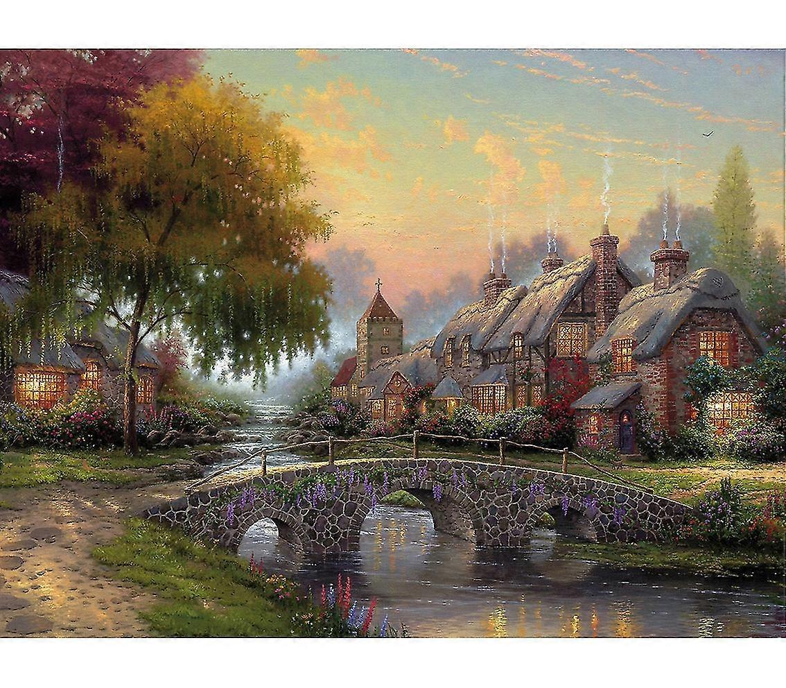 Beautiful Village And Rivulet Diy Diamond Painting Full Drill 5d Diamond Embroidery Canvas Painted Home Wall Decor Art