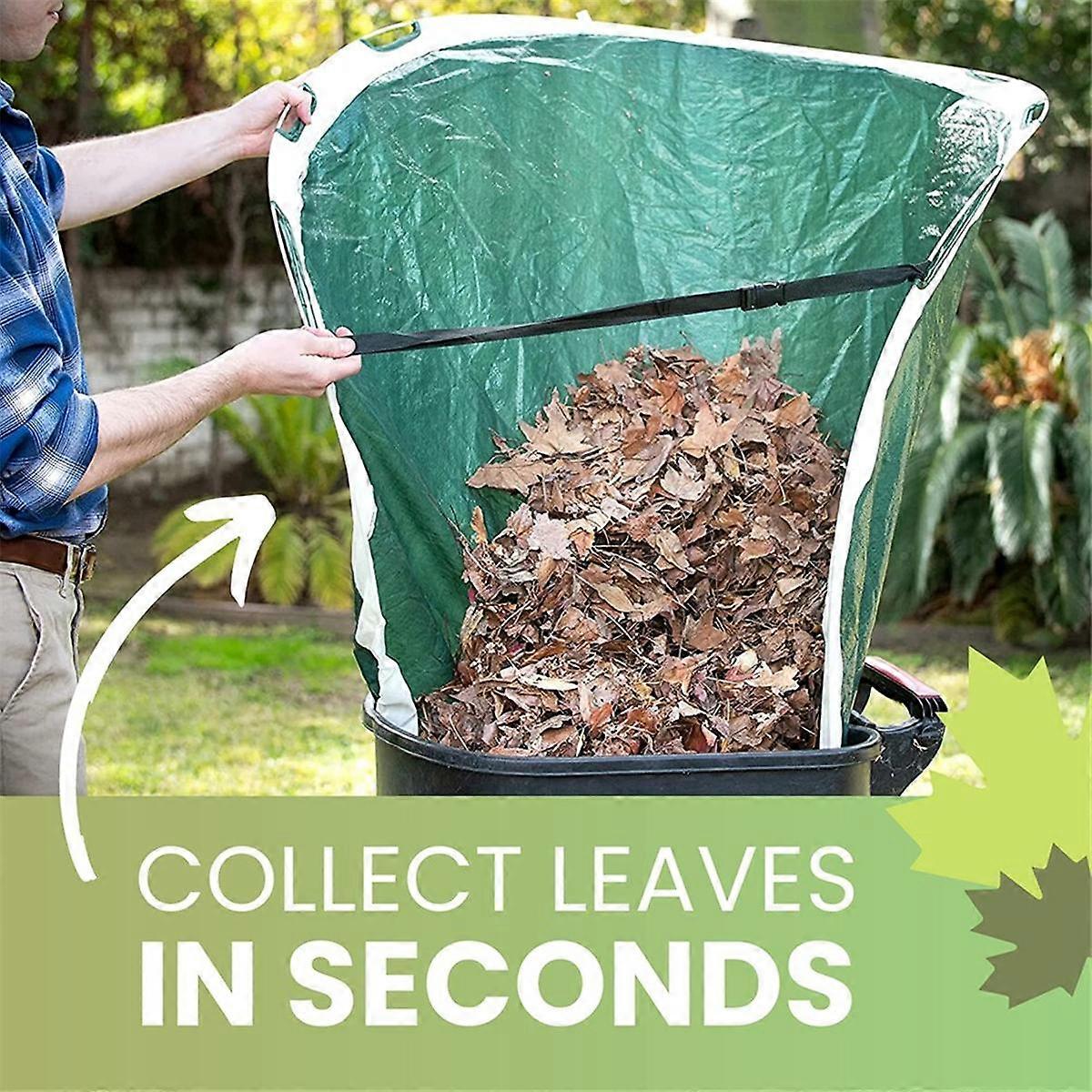 Garden Foldable Leaf Collector, Outdoor Gardening -Up Round Leaf Dustpan, Reusable Garden Waste Col
