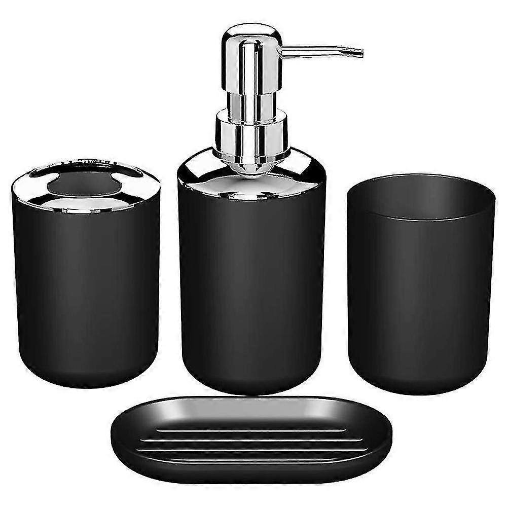 4 Pcs Plastic Bathroom Accessory Set,bath Toilet Brush Accessories Set With Toothbrush Holder,tooth