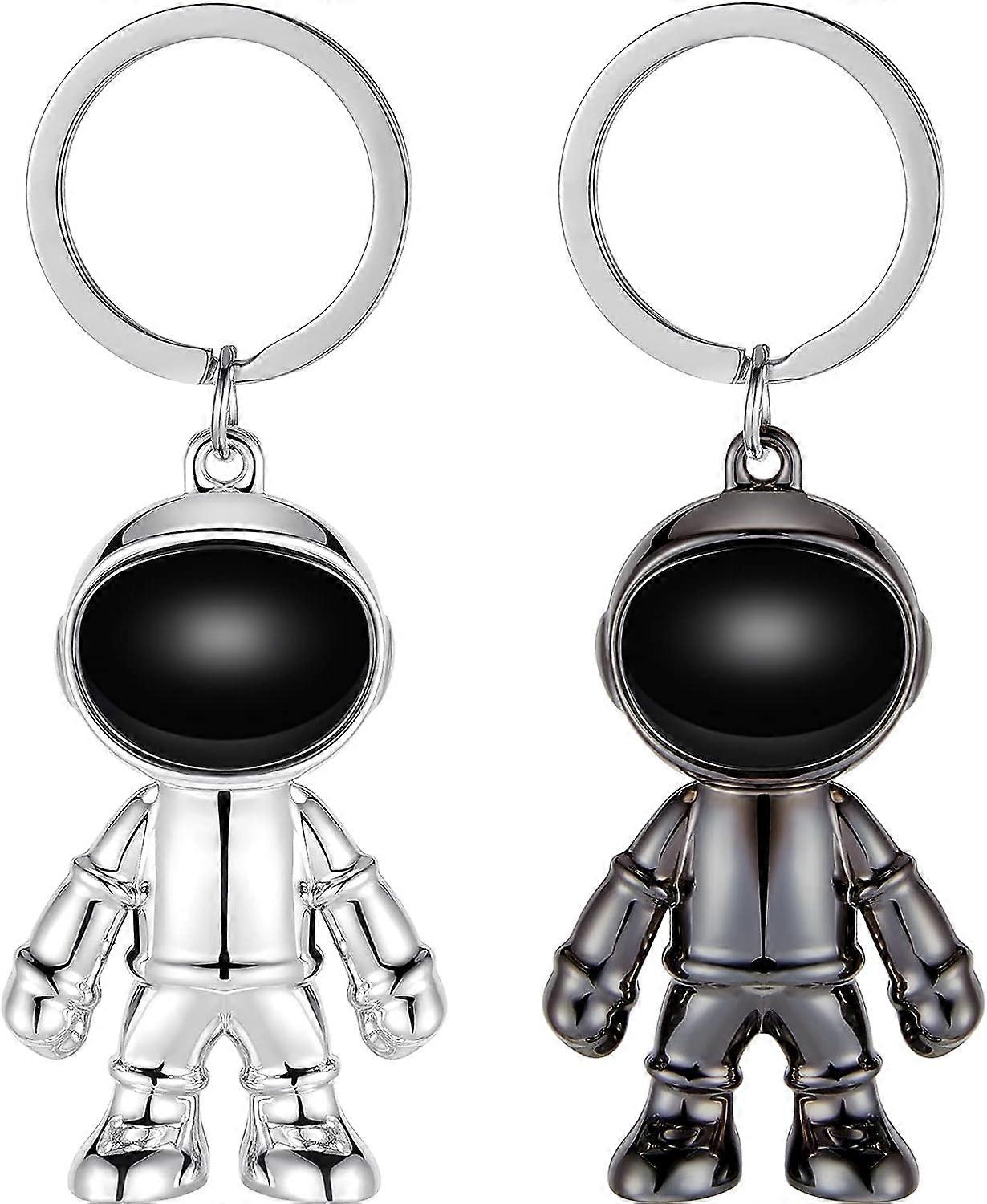 Backpack Charms 2 Pieces Nasa Backpack Space Keychain Creative Astronaut Keychain Backback Decorations Black Silver Robot Keychains