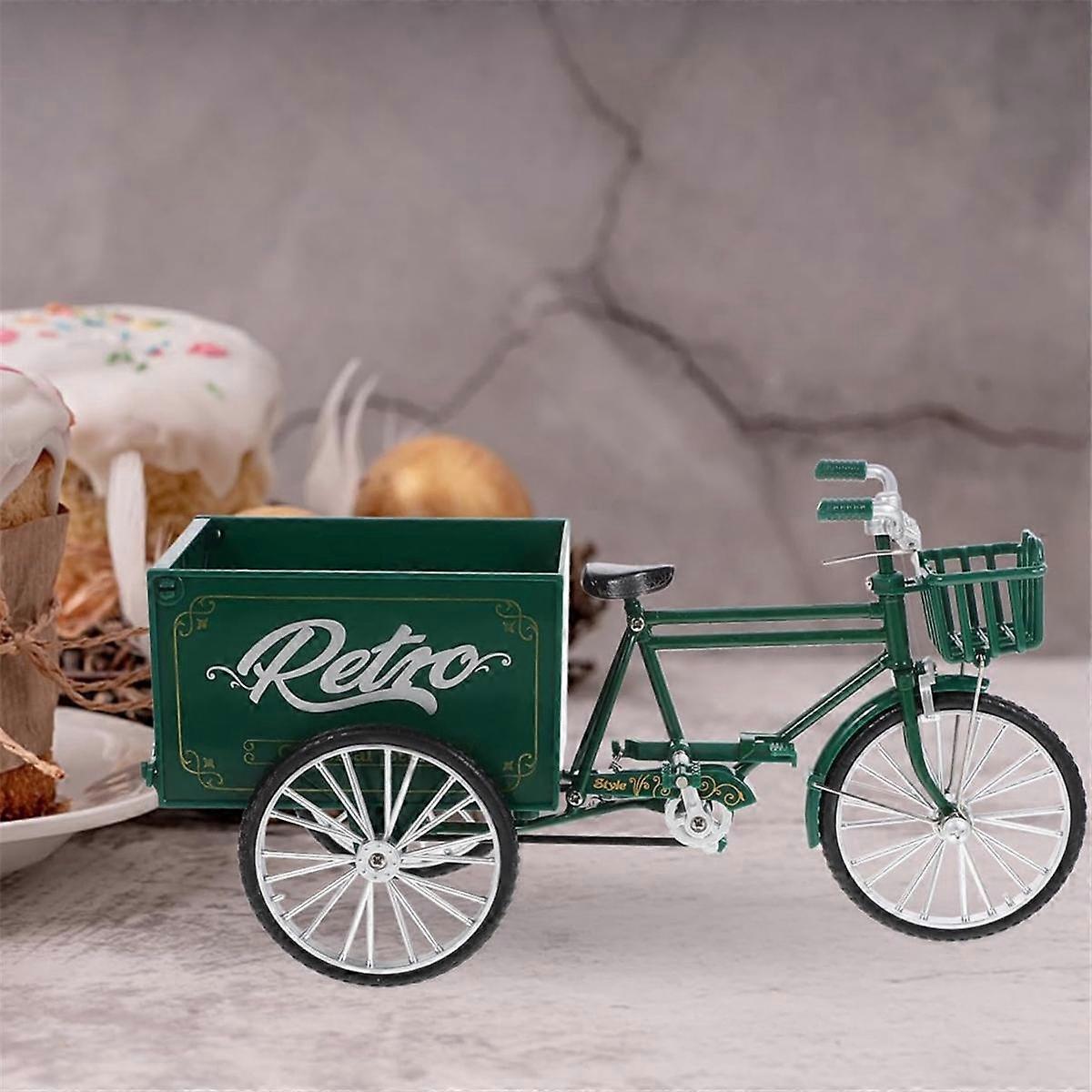 Mini Tricycle Décoratif En Alliage - Modèle Miniature Vert - Pour Étagère, Bureau, Décoration Vintage