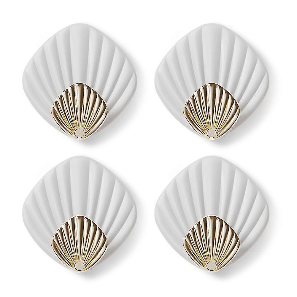 4pcs Shell Shape Wall Hanging Hook Punch-free Strong Adhesive Hook Bathroom Kitchen Wall-mounted Ho