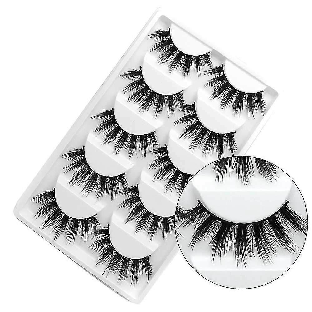 False Eyelashes, 5 Pairs 3d Eyelashes Artificial Natural Black Long Pure Handmade With Invisible Band Reusable