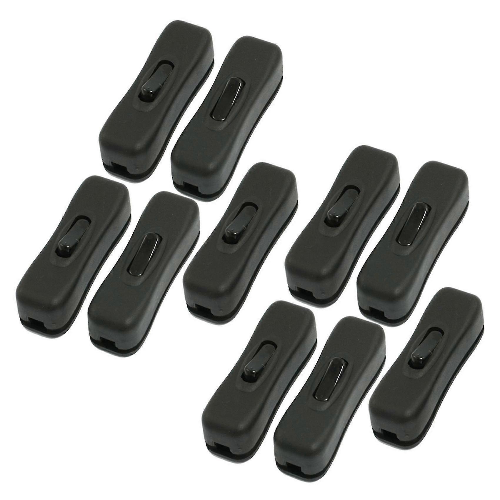10 Pcs Ac 250v/125v 2a Black Plastic On/off Button In Line Cord Switches