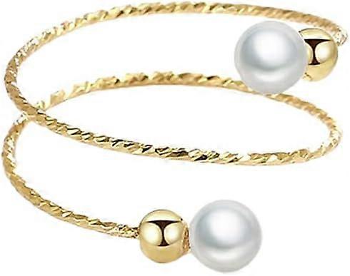 Shell Pearl Adjustable Open Wrap Ring  Plated Stacking Statement Wedding Finger Rings
