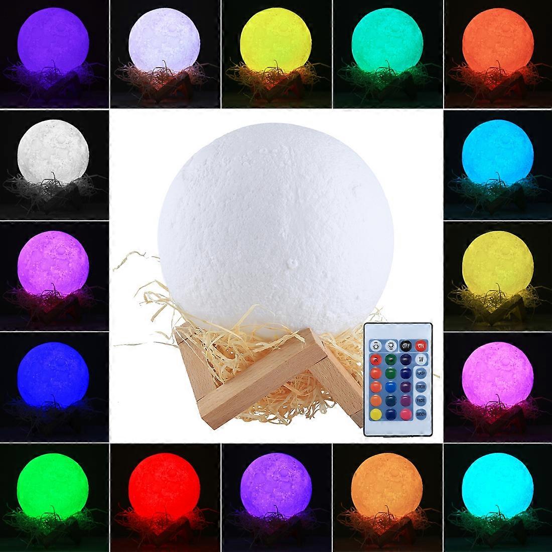 16-color 3D Print Moon LED Night Light