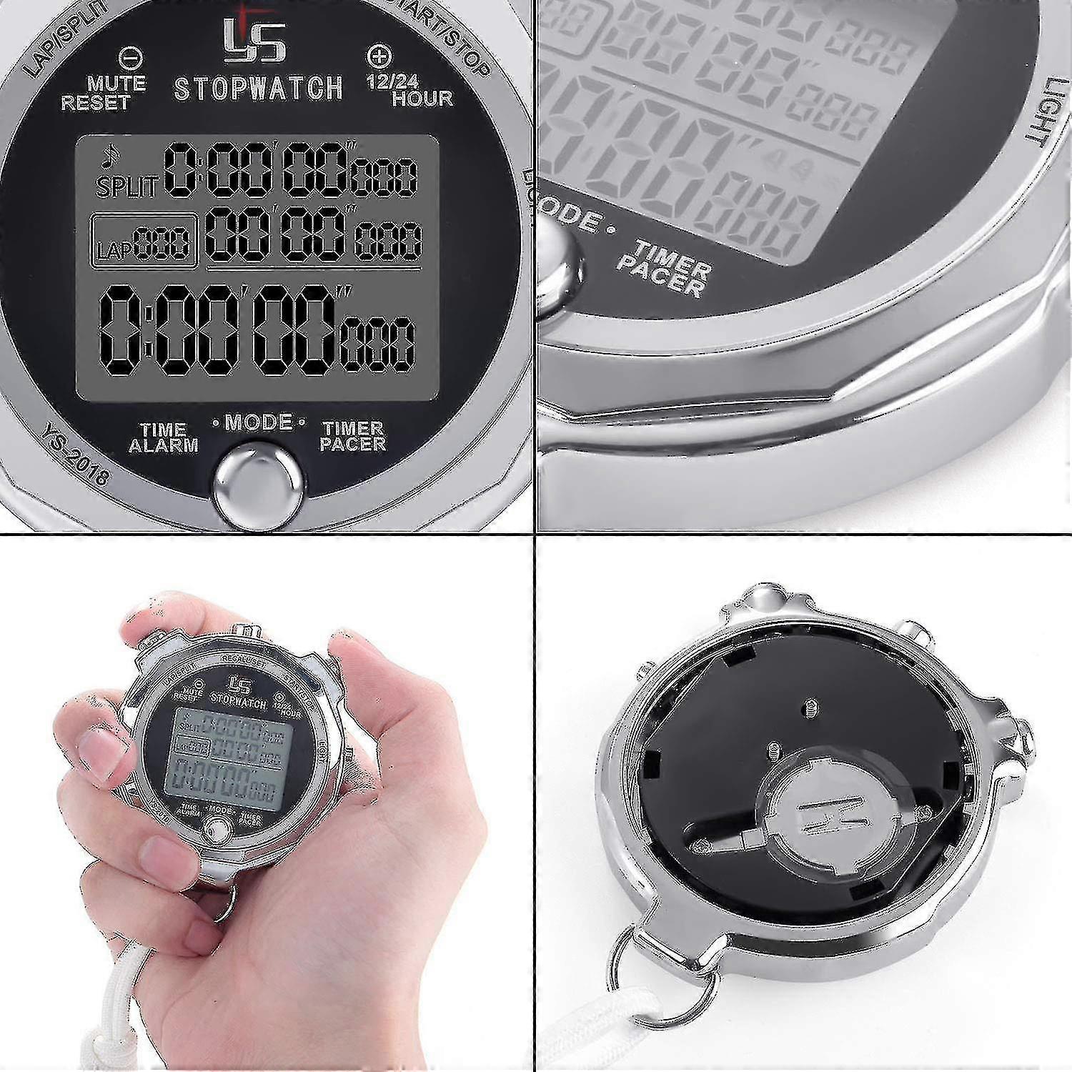 Stopwatch Metal Stopwatch Timer With Backlit Multi Lap Memory Digital Stop Watch For Coaches