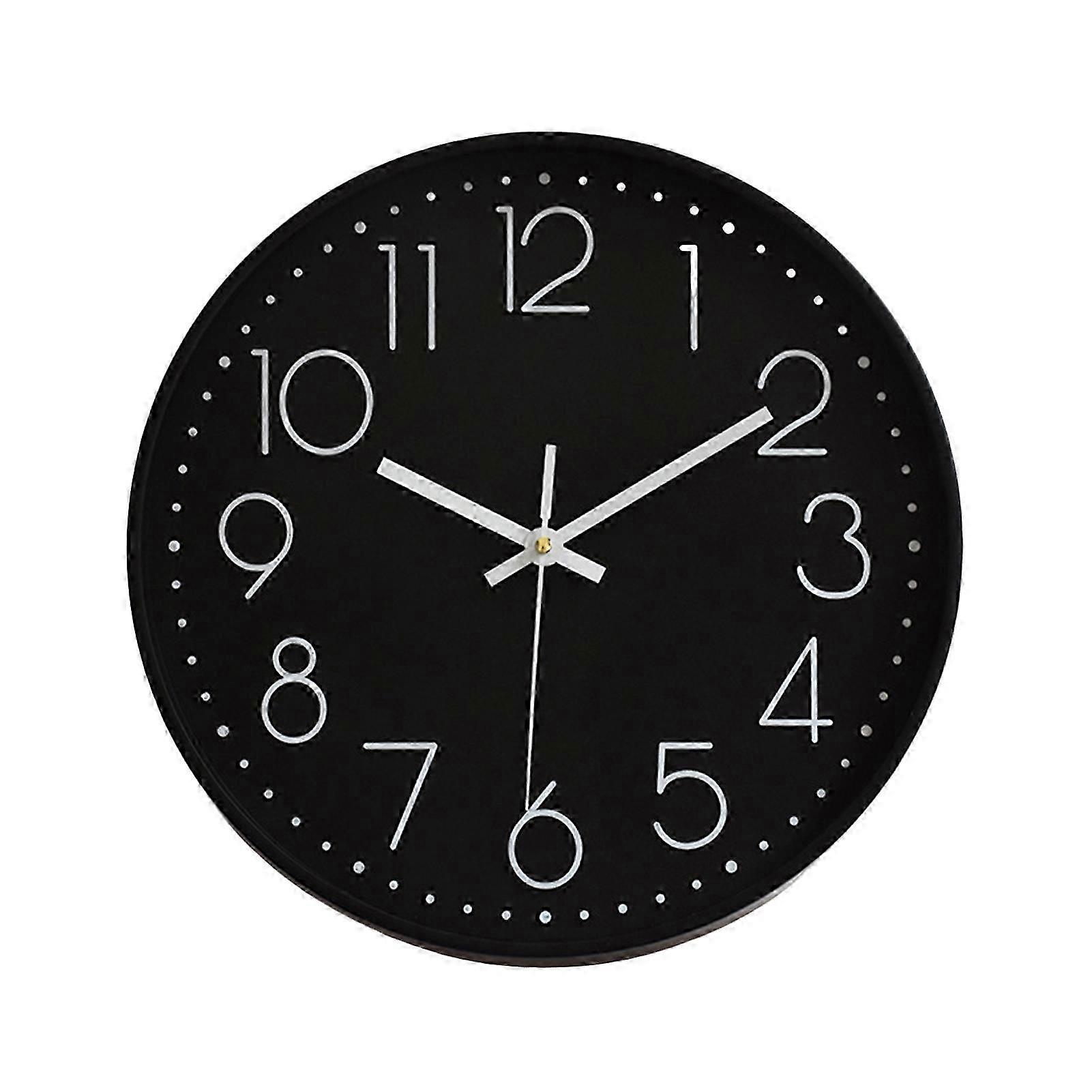 8 Inch Silent Wall Clock Embossed Scale Round Dial Pointer Display Battery Powered Accurate Timekeeper Plastic Quartz Wall Clock Living Room Bedroom D