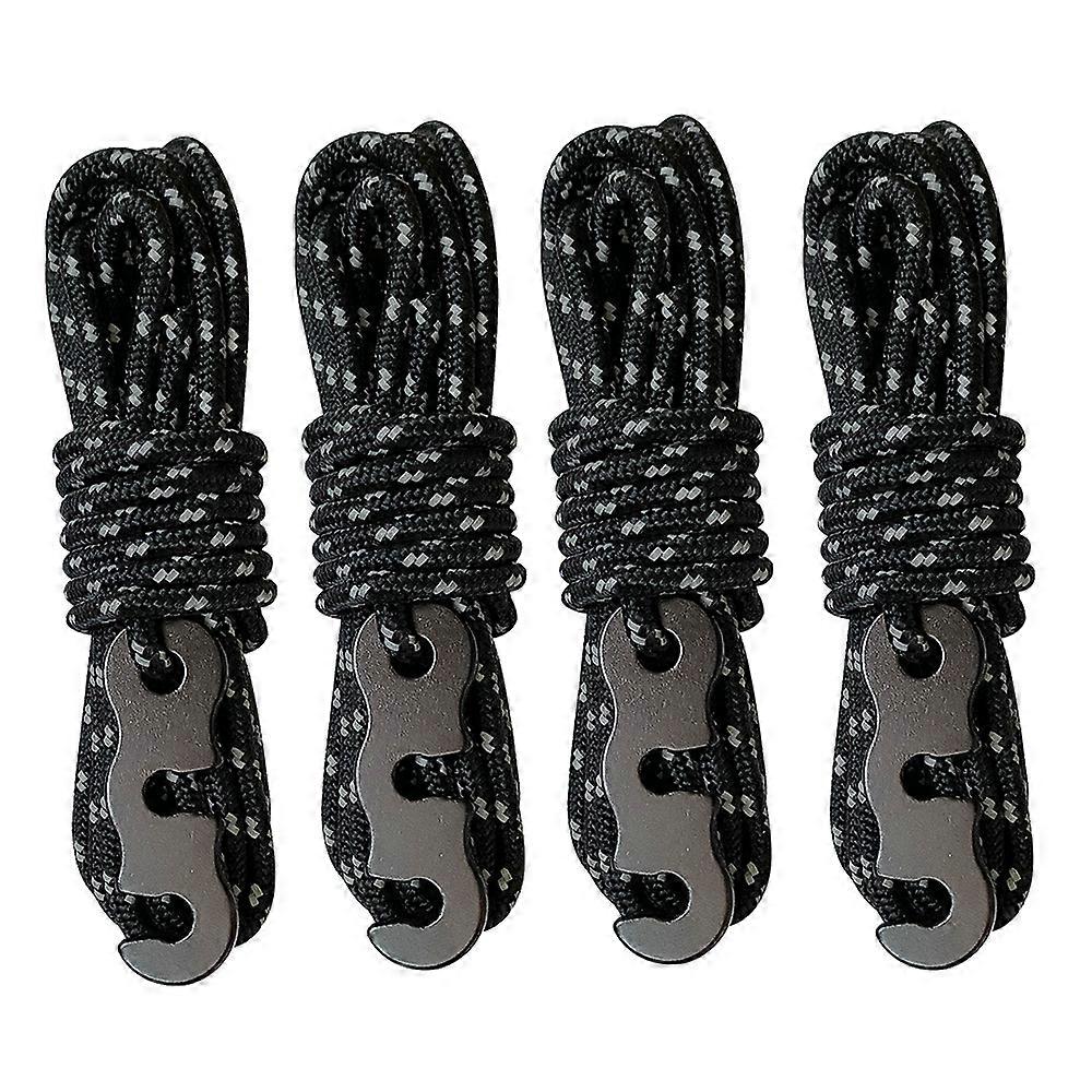 Reflective Tent Rope 3m Nylon Rope Twine with Tensioner for Camping Tent Tarp Hiking AwningBlack