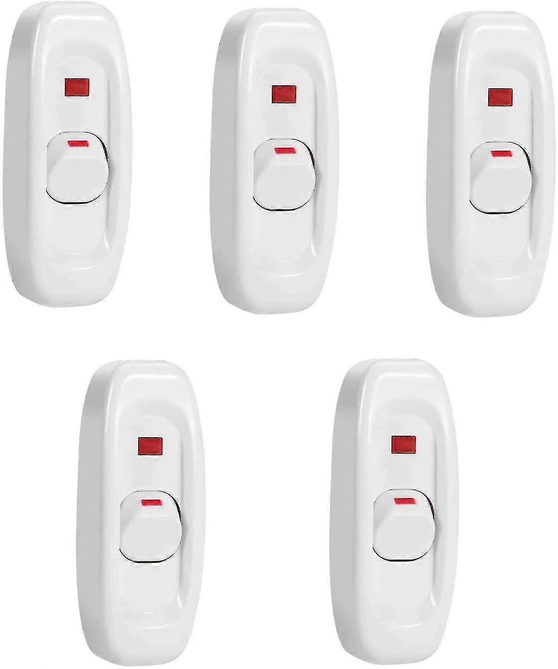 Wire Light Switch, 5 Pcs Ac 250v 10a Compact, Rocker, Toggle Switch Led Wire Light Control Solder Tab Button (white)