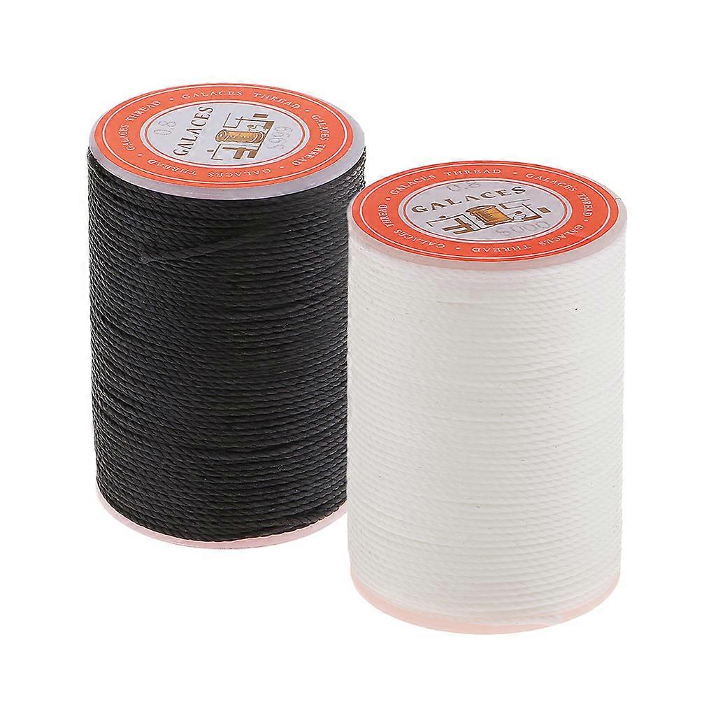 2pcs 0.8mm Round Polyester Waxed Thread DIY Sewing Stitching Black White