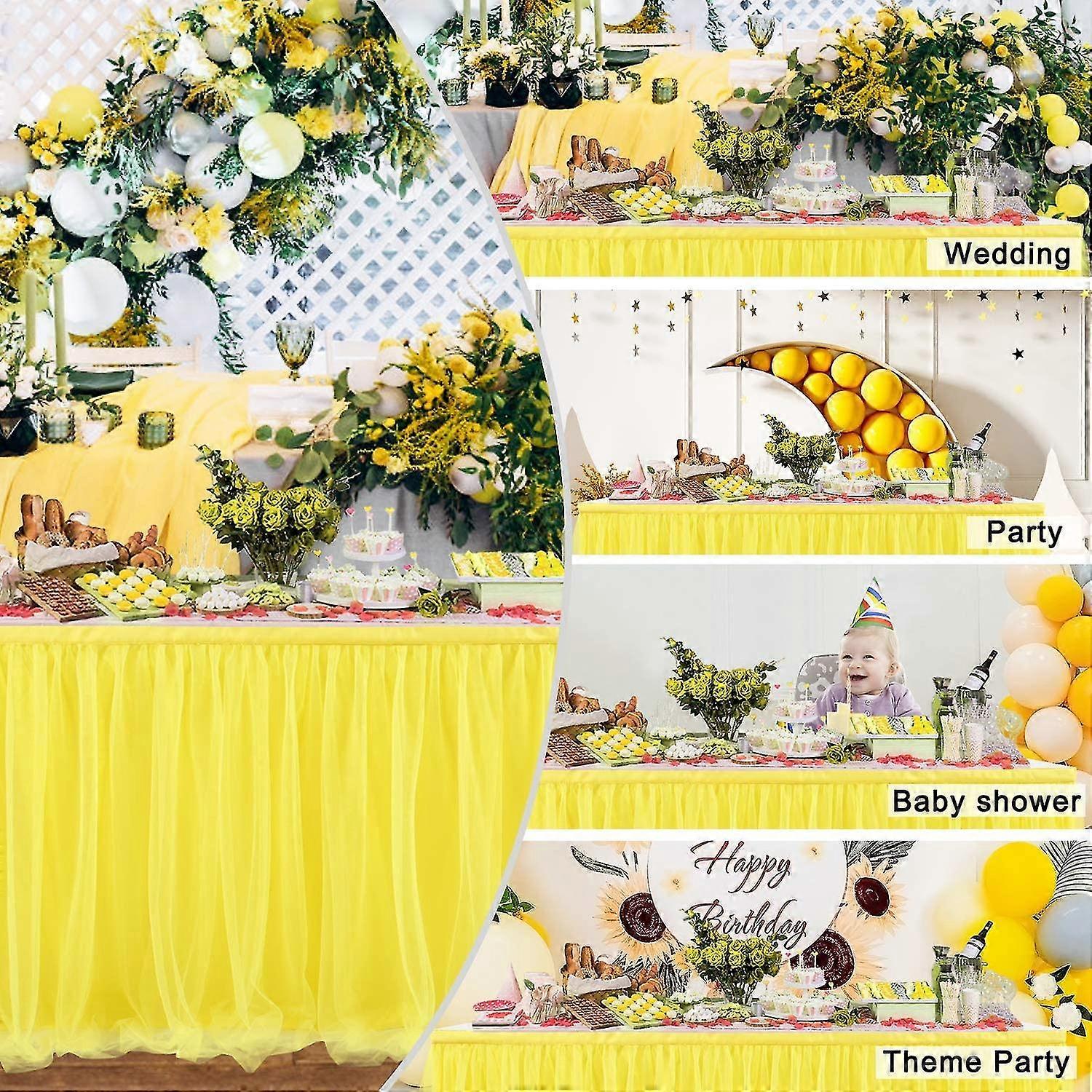 Jupe De Table En Tulle Rose - 183 X 77 Cm, Décoration Pour Mariage, Anniversaire, Fête, Noël