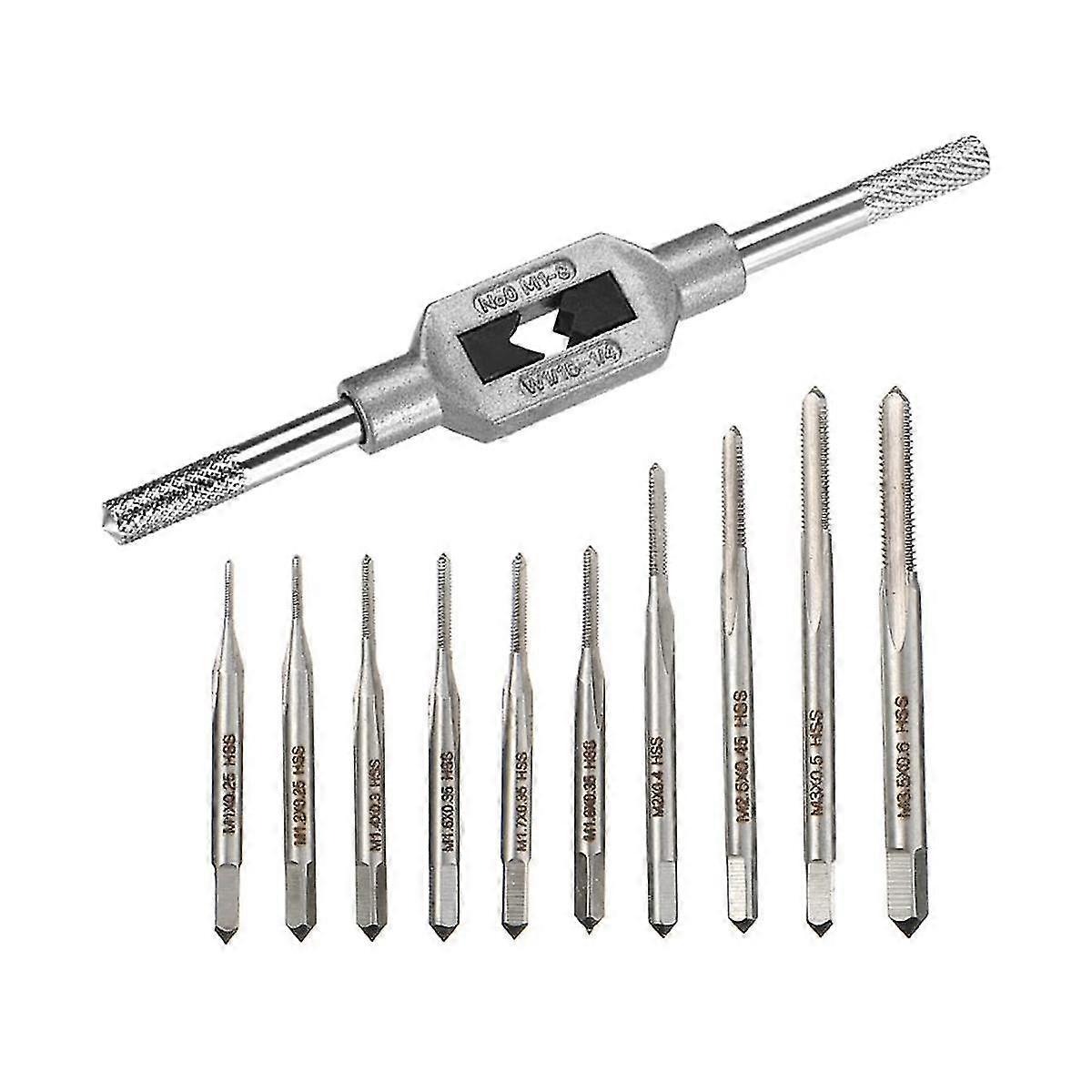 10 Stück Mikro-Gewindebohrer Bit kleine Handschraube Gewindebohrer M1-M3.5 HSS Mini metrischer Stopfen Gewindebohrer Schraube Gewindebohrer Bohrer +m