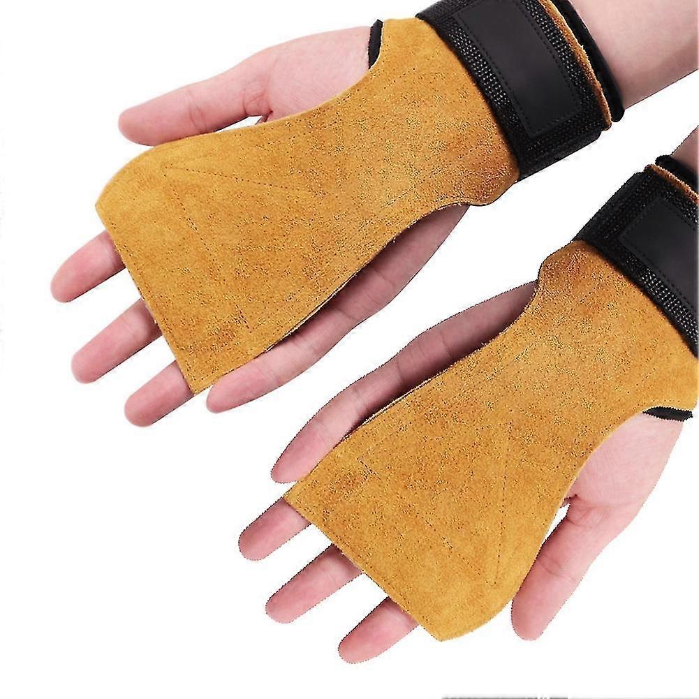 1 Pair Gymnastics Pull Up Guard Cowhide Hand Grip Weight Lifting Protect Gloves