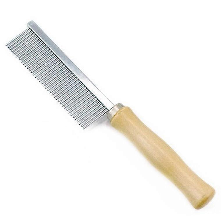 Hair Buster Comb for Pets with Wooden Handle Stainless Steel Single Row Comb Single Row Comb for Cat and Dog Large Single Row Comb with Wooden Handle 